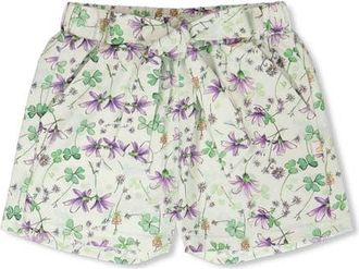 Deux par Deux Relaxed Cut Jersey Printed Flowers Shorts in Green Floral Print at Nordstrom, Size 24M