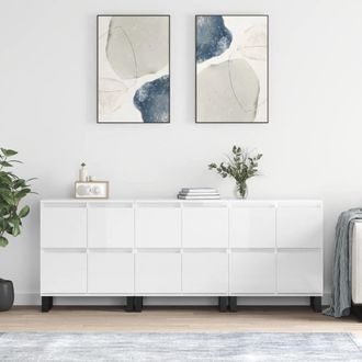 Berkfield Home Sideboards 3 pcs High Gloss White Engineered Wood