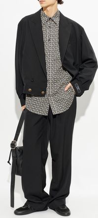 Balmain Shirt With Monogram, Mens, Black