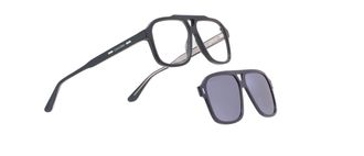 Calvin Klein Demo with Smoke Clip-On Navigator Mens Eyeglasses CK24549MAG-SET 0021 57