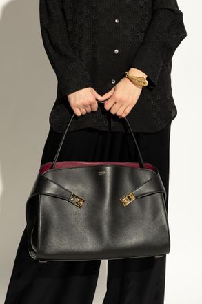 Ferragamo Suede Shoulder Bag Hug, Womens, Black