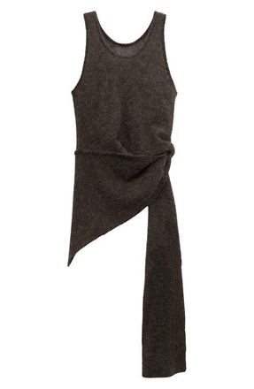 Mango Asymmetric Semisheer Alpaca Tank Top in Medium Brown at Nordstrom, Size Large
