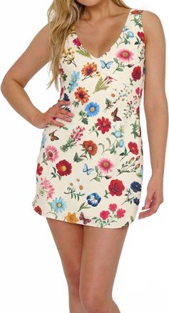 Show me your Mumu French Floral Emily Mini Dress In Beige