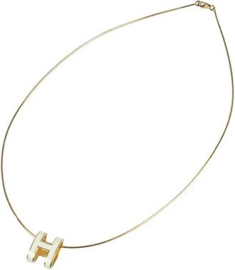 Herm&egrave;s 2000-2020 vergulde halsketting met emaille Pop H-hanger - Wit