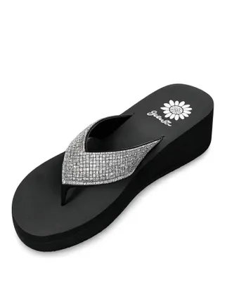 Yellow Box Womens Tari Flip-Flops In Black/ Clear