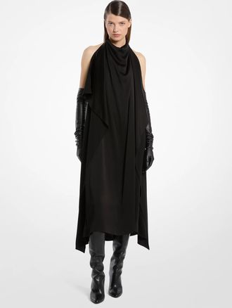 Michael Kors Charmeuse Scarf Halter Dress