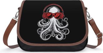 Generic Music Octopus Crossbody Bags for Women Fashion Leather Shoulder Handbags With Adjustable Strap