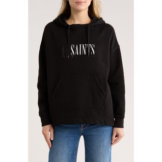 AllSaints Etienne Oversize Cotton Fleece Hoodie in Black at Nordstrom Rack, Size Small