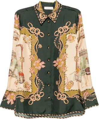 Zimmermann Overhemden, Dames, Veelkleurig, XS, Forest Scarf Print Shirt