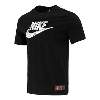 Nike Mens Nike Logo Printing Sports Round Neck Short Sleeve Black T-Shirt DJ1396-010