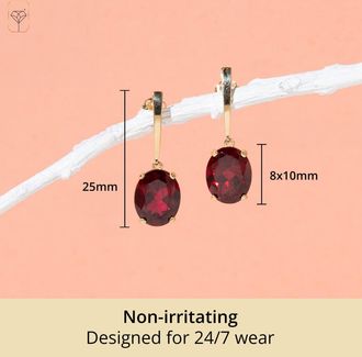 MAX + STONE 14k Yellow or White Gold 10x8mm Oval Cut Gemstone Drop Dangle Earrings