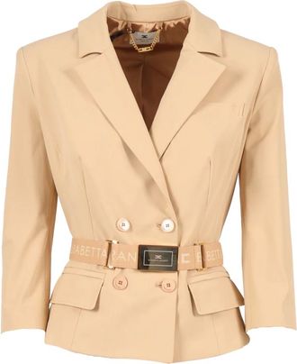 Elisabetta Franchi Blazers, female, Brown, Size: S Giacca con cintura