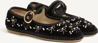 Valentino Garavani Ballerina Mary-Jane Endouce In Velluto Con Ricamo Fiocchi Donna NERO 35.5