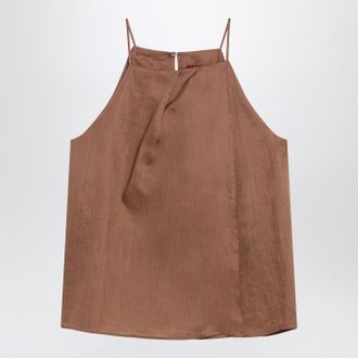 Max Mara Tobacco Coloured Ramie Gauze Top