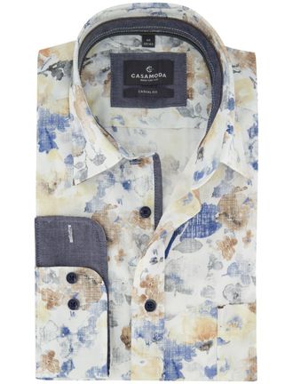 Casamoda Overhemd Casa Moda Casual Fit bloemen print beige