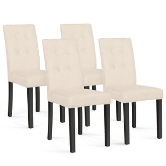 IDMarket Lote De 4 Sillas Polga Tapizadas En Terciopelo Beige Con Patas Negras