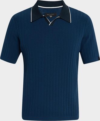 Rag & Bone Mens Sanford Ribbed Johnny Collar Polo Sweater