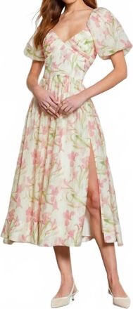 Astr Womens Sasilia Floral Puff Sleeve Dress In White, Multicolor