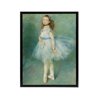Artery8 The Dancer Portrait Painting Renoir Black Framed Canvas Wall Art in Green | Size: W24 x H32