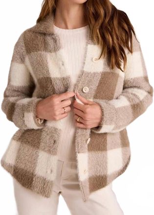 Bella Dahl Knitted Fuzzy Shacket In Ivory Fawn