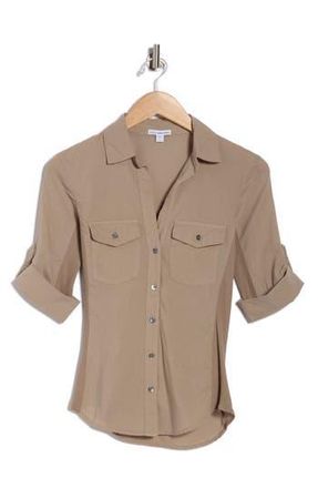 James Perse Three-Quarter Sleeve Button-Up Shirt in Overcast at Nordstrom Rack, Size 0