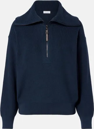 Brunello Cucinelli Monili cotton half-zip sweater