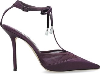 Jimmy Choo London Afia Mesh 100 - Dames - Pumps - Paars - 39 1/2 EU - Leer - Schoenen