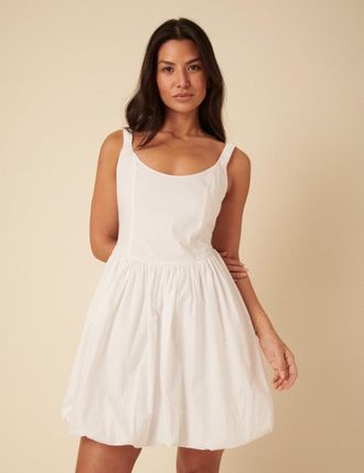 Nobody's Child White Loie Bubble Hem Mini Dress