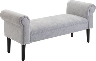 HOMCOM Deluxe Linen Bed End Arm Bench Bedside Bench Footstool Home Decor | TJ Hughes