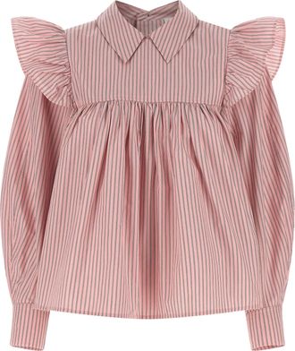 Ganni Striped Blouse Camicie Rosa-Donna