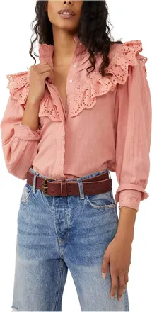 Free People Hit The Road Button-Down Blouse In Sun Sand