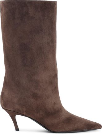 Amina Muaddi Boots Brown