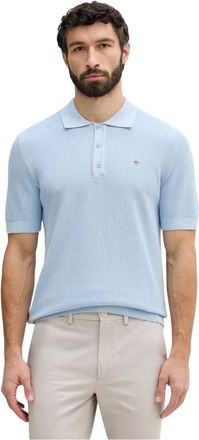 GANT Micro Textured Cotton SS Polo - Heren - Polos - Blauw - S - Katoen - Tops