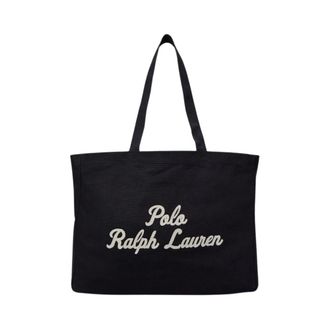 Ralph Lauren Embroidered Canvas Tote - female - Ralph Lauren - Shopping Bags - Black - ONE SIZE - Bags