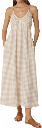 Indi & Cold Gingham Strap Dress In Stone