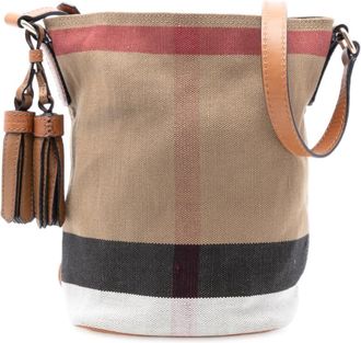 Burberry Pre-owned Burberry Mini Mega Check Canvas Ashby Tassel Bucket Bag 5COXZIFREY9DKDAY