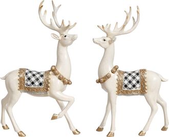 Mark Roberts Elegant Plaid Deer, Set of 2 in White at Nordstrom