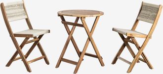 Sklum Sklum - Set De Mesa Redonda &Oslash;60 Cm Y 2 Sillas De Jard&iacute;n Plegables En Madera De Acacia Delawer Classic