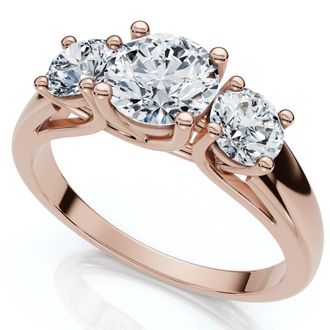 Pompeii3 1Ct Three Stone Diamond Engagement Ring 14k Gold or Platinum Lab Grown FG/VS