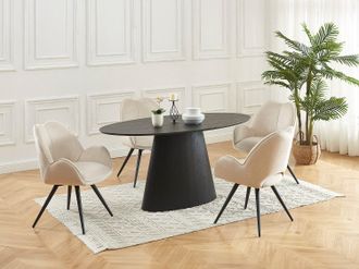 Vente-Unique Sedia girevole con braccioli in Tessuto e Metallo Nero Beige - Lotto di 2 - GULSUN della Maison C&eacute;phy