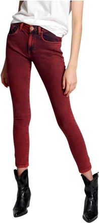 One Teaspoon Burgundy Skinny Red Jeans - Dames - Cropped Jeans - Rood - W25 - Katoen - Jeans