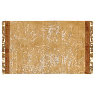 Beliani Beliani - Alfombra De Viscosa Naranja Blanco 140 X 200 Cm Algod&oacute;n Flecos Moderno Hanli