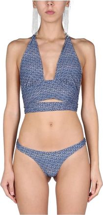 Magda Butrym Logo Print Bikini Top - Dames - Bikinis - Blauw - 2XS - Badmode