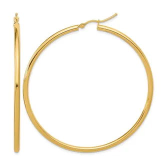 Diamond2Deal 14k Yellow Gold 2.5x60mm Round Hoop Earrings