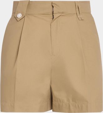 Simone Rocha Men & apos;s Cotton Twill Tailored Pleated Shorts