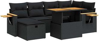 vidaXL Set De Sof&aacute;s De Jard&iacute;n Y Cojines 8 Piezas Rat&aacute;n Sint&eacute;tico Negro Vidaxl