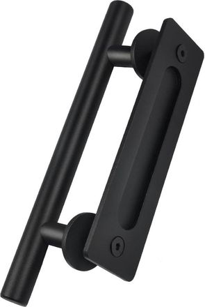 OEM Manija De Puerta Corrediza Retro De 30 Cm/11, Juego De Tiradores Y Manijas Empotradas De Acero Inoxidable Negro Para Puertas Corredizas De Madera