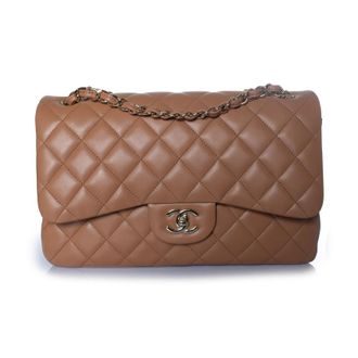 Chanel Pre-owned Womens Jumbo quilted leather bag in caramel - Gold - One Size