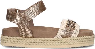 Mou Zwarte Touw Sandalen met Bandje - Dames - Sandalen - Bruin - 40 EU - Linnen - Schoenen