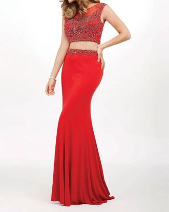 Jovani Two-Piece Jersey Dress In Red